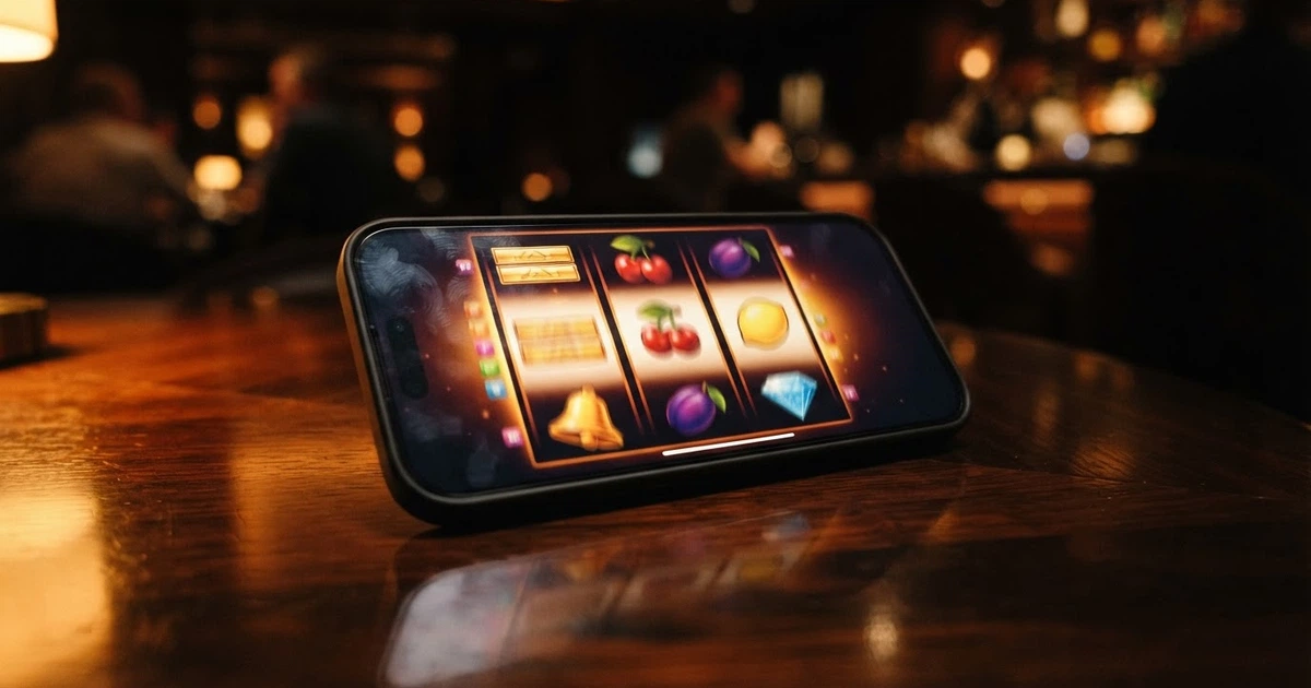 Une rangée de machines à sous en ligne illuminées sur un écran, une bannière « 30 free spins sans dépôt » en surimpression