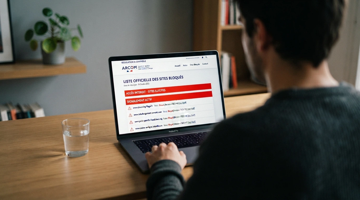 Page du site de l'ANJ listant les sites de jeux d'argent bloqués et déréférencés en France