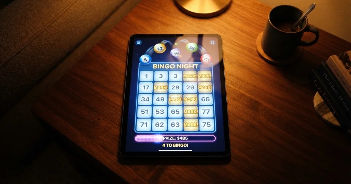 Interface de bingo en ligne affichant des grilles numérotées, un tirage en cours et un compteur de jackpot progressif
