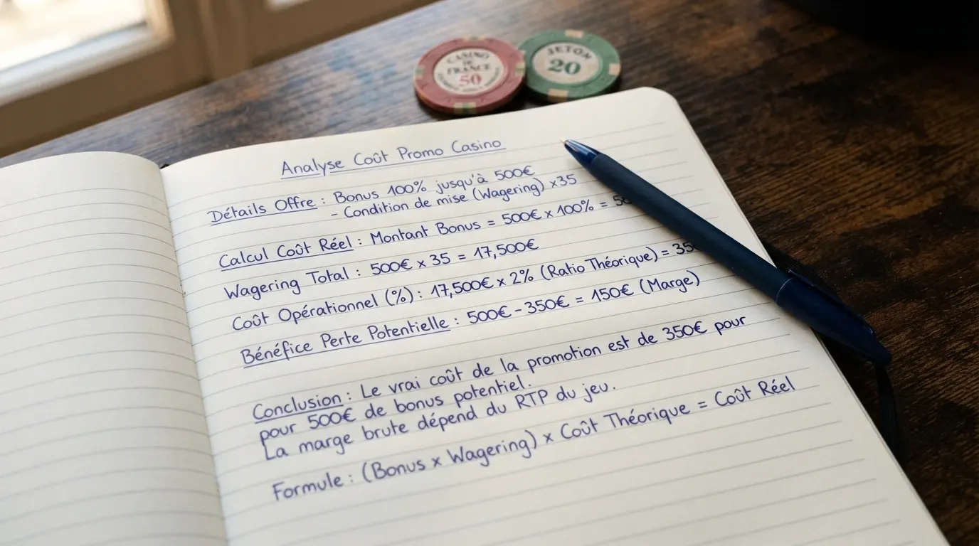 Infographie : comment le wagering transforme un bonus affiché en coût réel pour le joueur