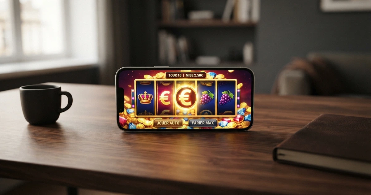 Capture d'écran d'un casino en ligne affichant l'option de dépôt minimum à un euro sur l'écran d'un smartphone