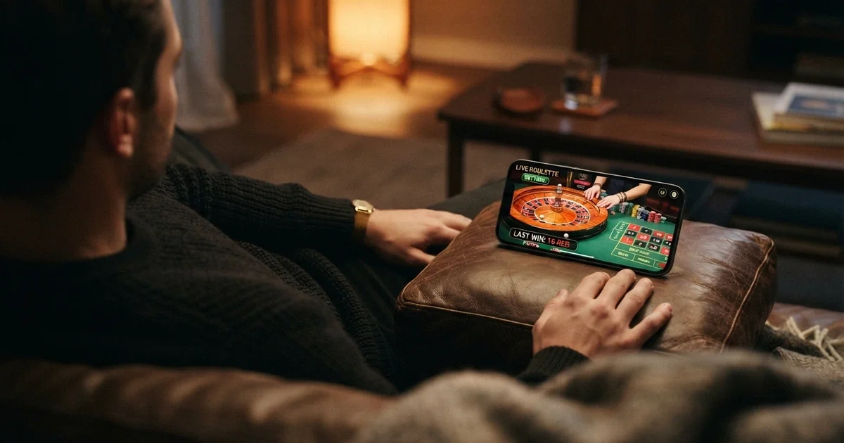Interface d'un casino en direct Evolution Gaming avec croupier, table de roulette et joueurs connectés