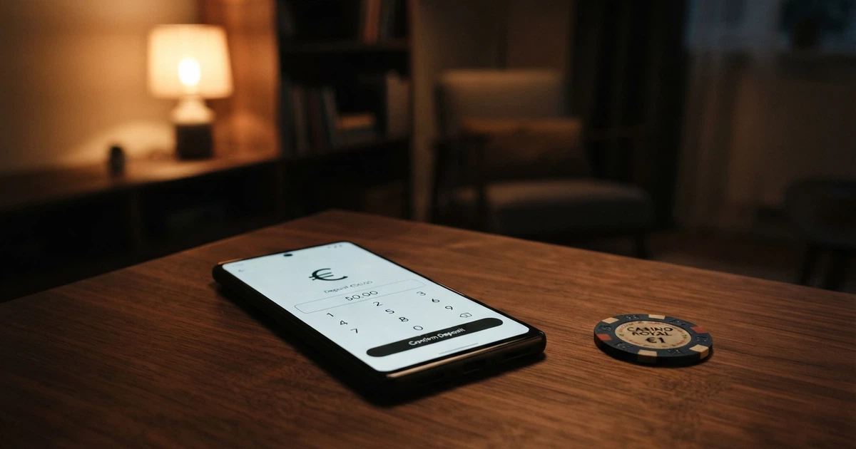 Interface de dépôt d'un casino en ligne affichant les logos Visa et Mastercard à côté d'un champ de montant en euros