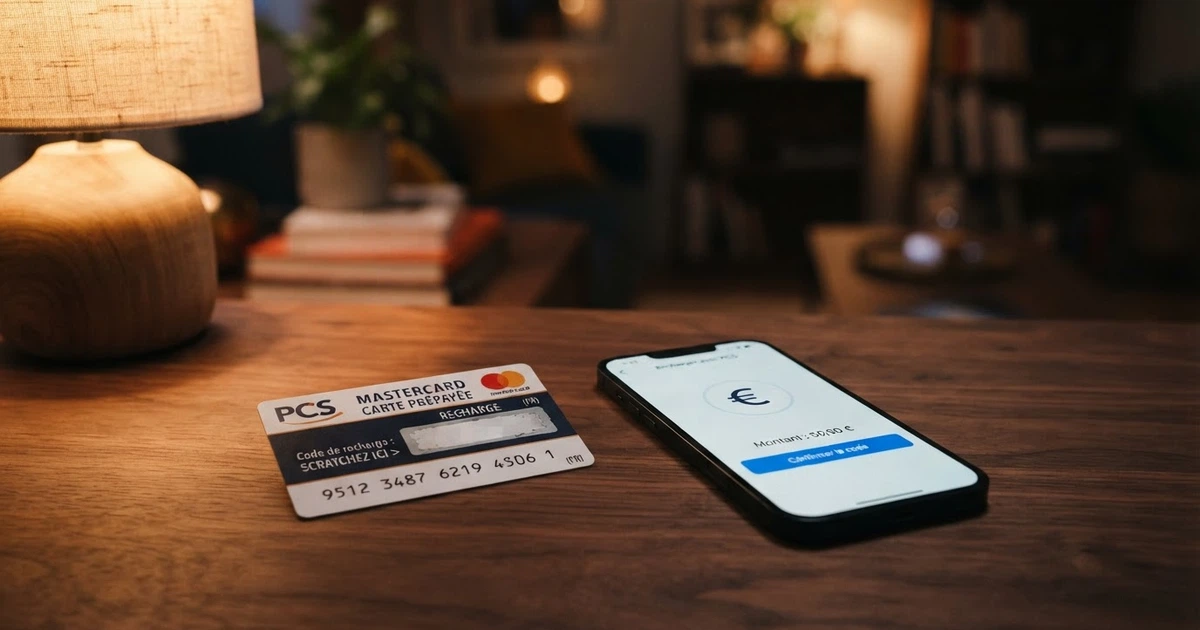 Un ticket Neosurf physique et un smartphone affichant la caisse d'un casino en ligne