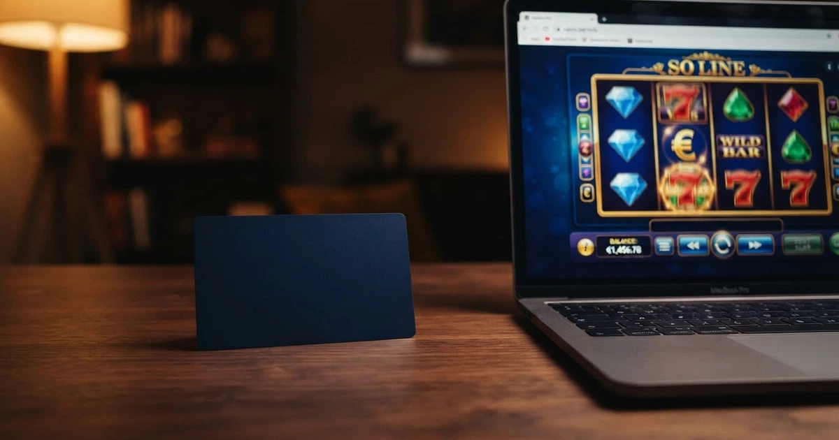 Une carte Visa posée à côté d'un écran affichant l'interface d'un casino en ligne, avec un cadenas de sécurité visible dans la barre d'adresse