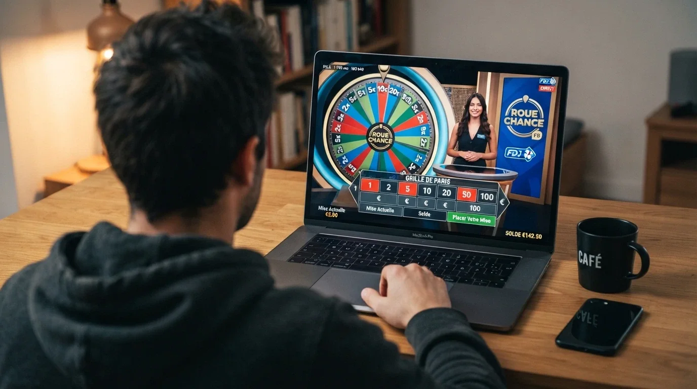 Capture d'écran d'une table Crazy Time avec l'interface de mise et la roue en arrière-plan