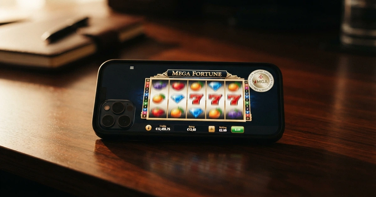 Illustration d'un casino en ligne affichant le logo de la Malta Gaming Authority sur sa page d'accueil