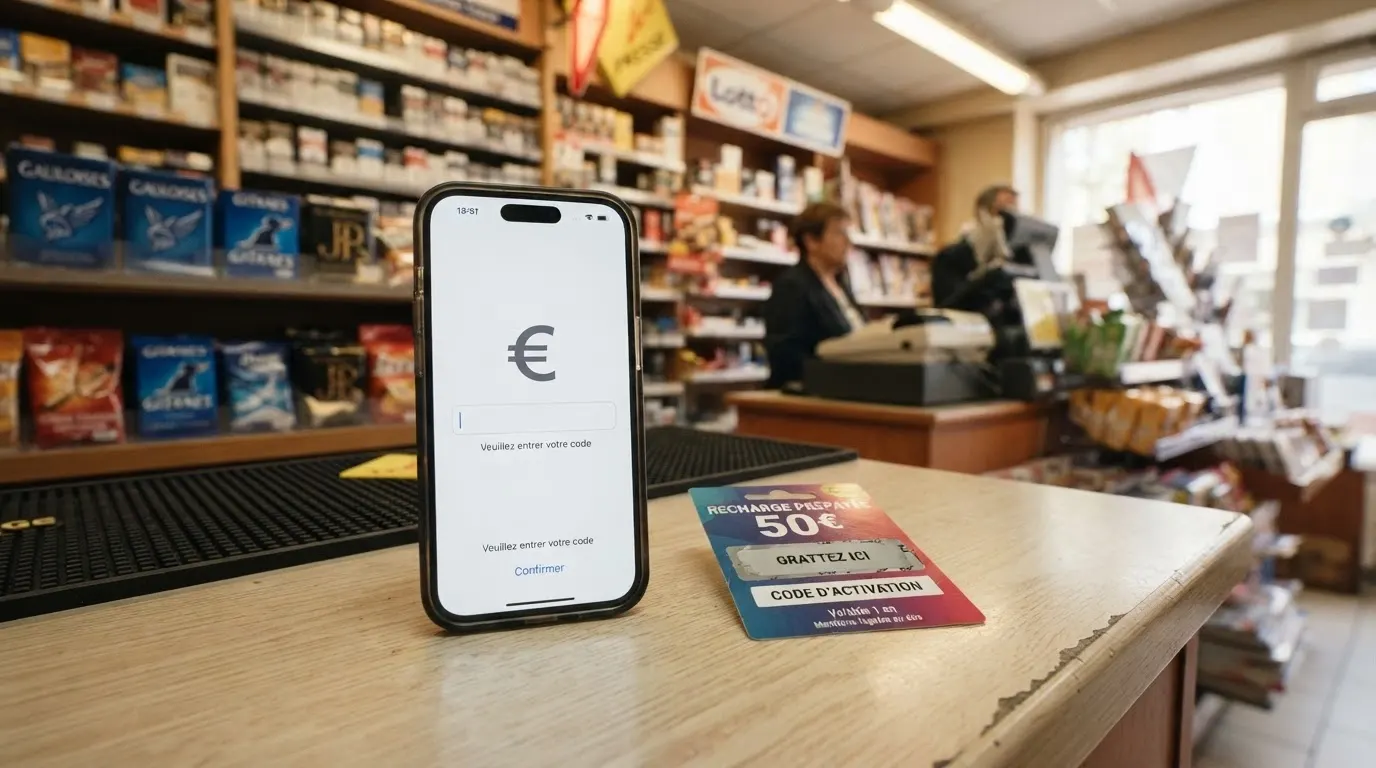 Les étapes du dépôt : achat du ticket en point de vente, saisie du code PIN, confirmation du solde