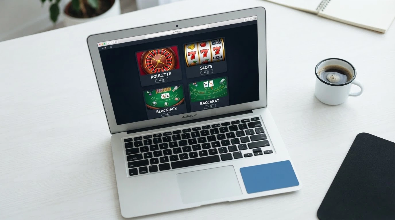 Un écran partagé en vignettes montrant différentes interfaces de casinos en ligne, avec le logo American Express visible sur l'une d'elles