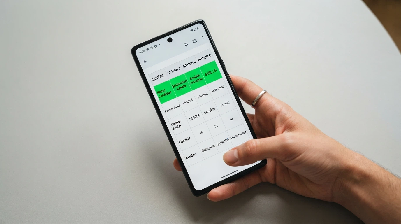 Une table comparative posée sur un écran de mobile, chaque ligne représentant un opérateur avec son statut légal mis en évidence