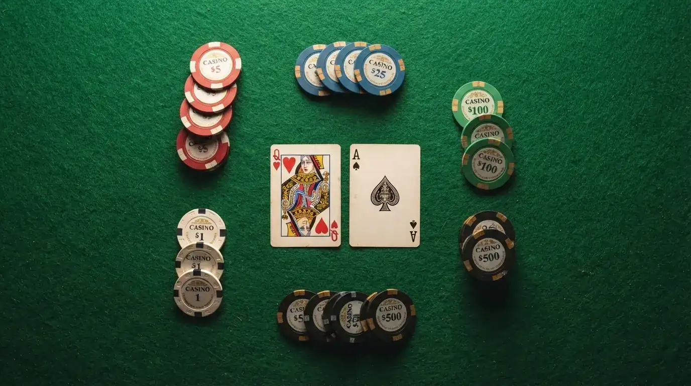 Une grille de comparaison stylisée avec des icônes de casino, des pourcentages de bonus et des jetons de machines à sous
