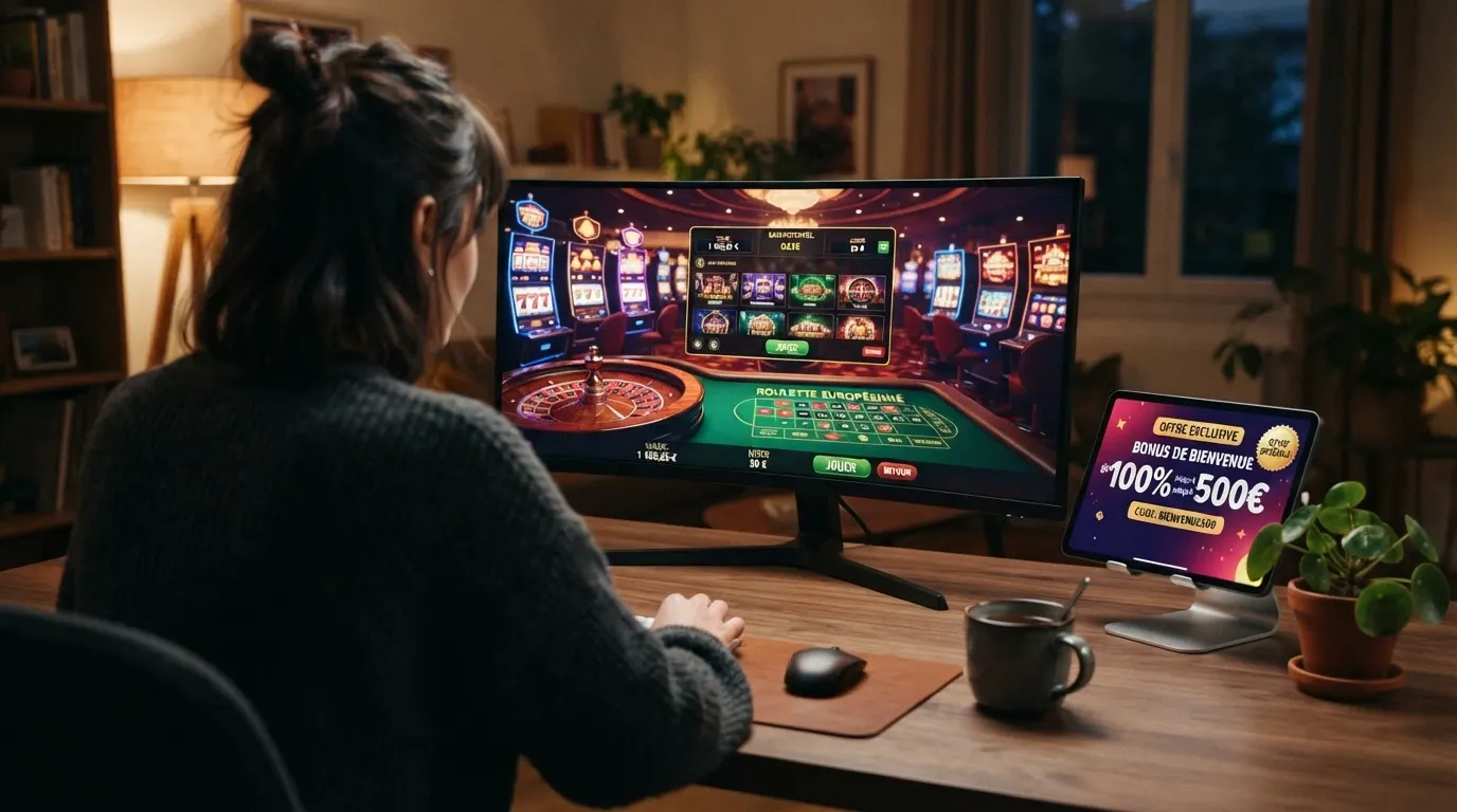 Écran partagé montrant les pages d'accueil de plusieurs casinos en ligne avec leurs offres de bonus