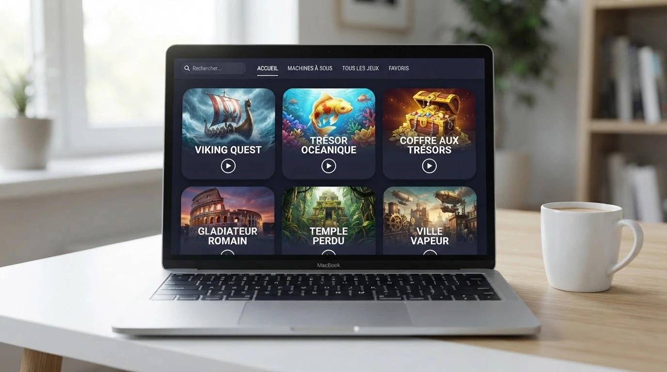 Capture d'écran d'une grille de machines à sous Yggdrasil sur l'interface d'un casino en ligne