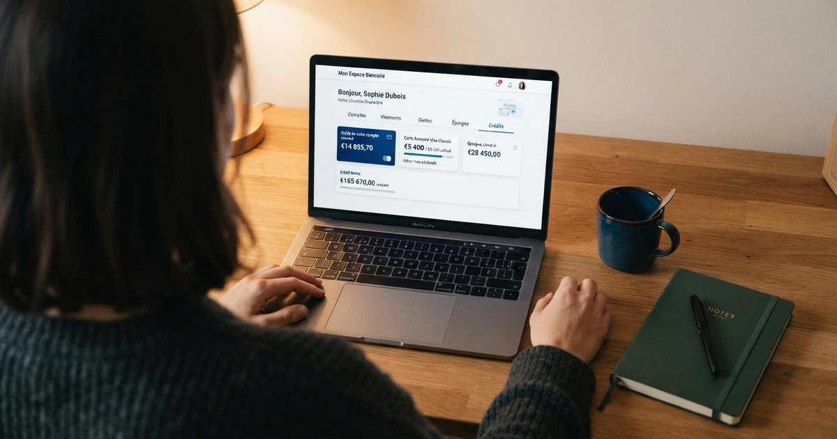 Interface de l'espace client FLOA Bank sur un écran d'ordinateur, avec les produits de crédit affichés