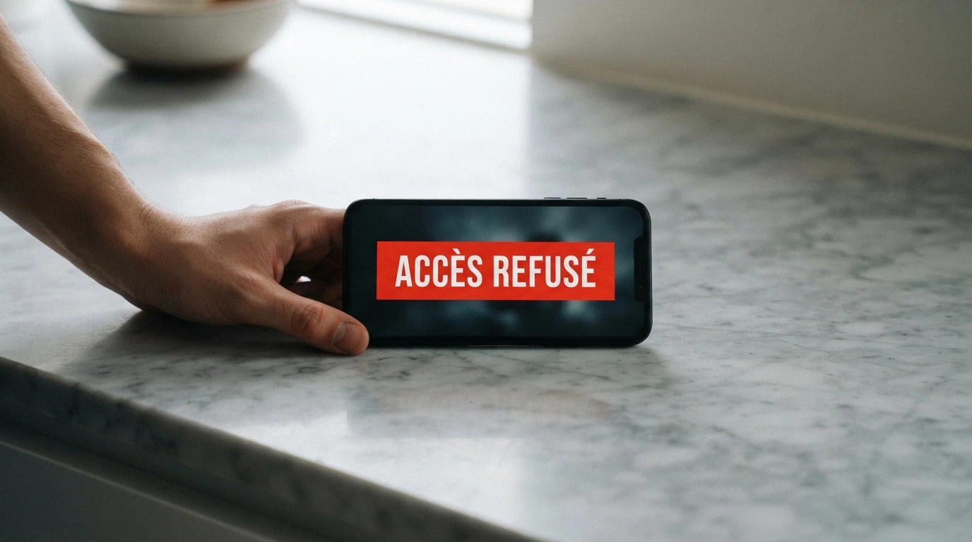 Interface symbolique représentant l'interdiction d'accès à un site de casino en ligne depuis la France