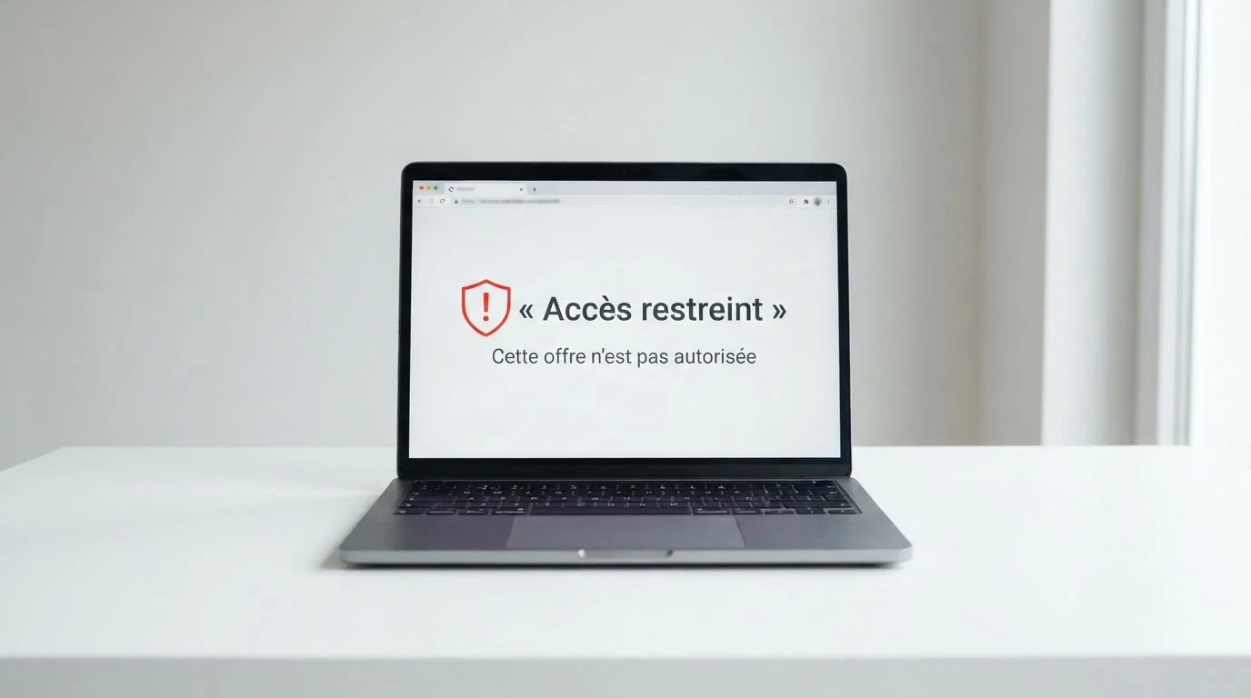 Documents officiels français et écran affichant le site de l'ANJ avec la mention « offre illégale »