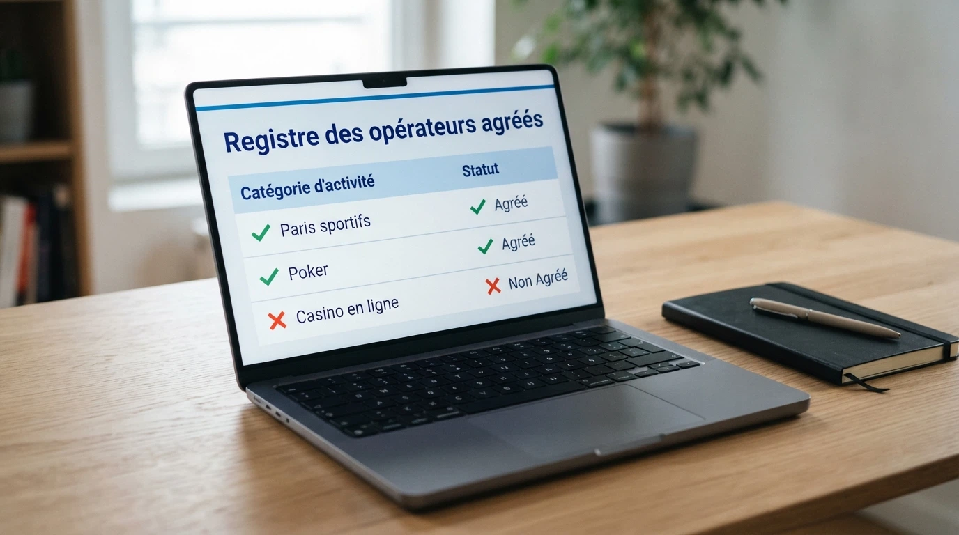 Capture d'écran du site anj.fr montrant la liste des opérateurs agréés, sans aucun casino en ligne