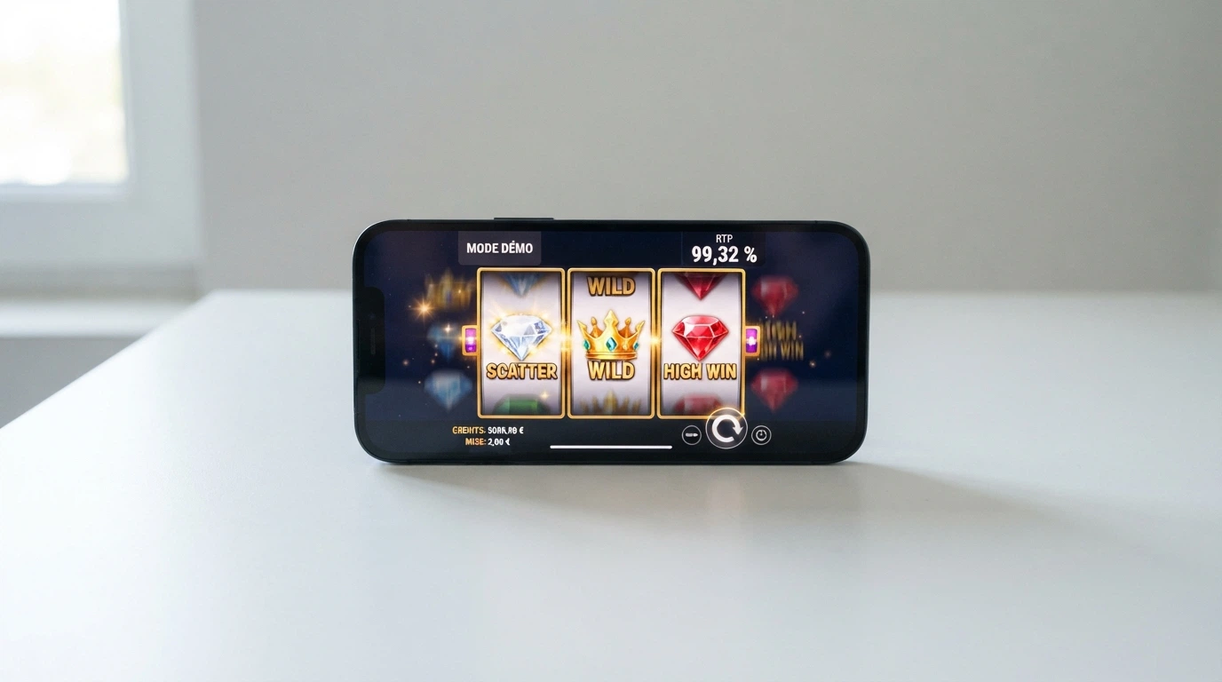 Trois machines à sous Playtech avec leur RTP affiché sur un écran de jeu en mode démo