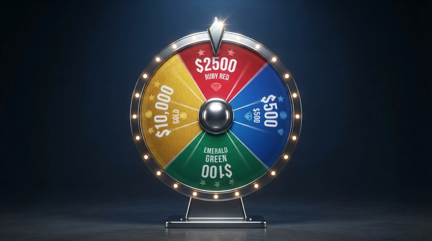 Représentation de la roue bonus à quatre paliers de Mega Moolah, avec les niveaux Mini, Minor, Major et Mega disposés en segments colorés.