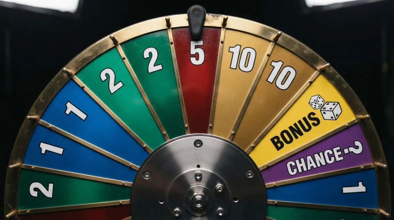Gros plan sur les six types de segments de la roue Monopoly Live avec leur multiplicateur respectif