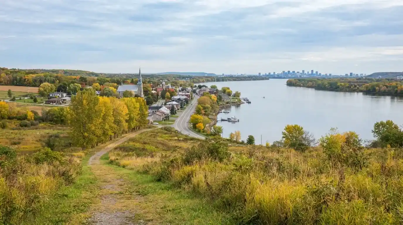 Un paysage ou un point de repère du territoire mohawk de Kahnawà:ke, illustrant le cadre géographique et culturel de la juridiction